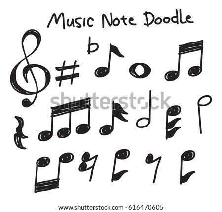 Set of music note doodle  Royalty-Free Stock Photo #616470605