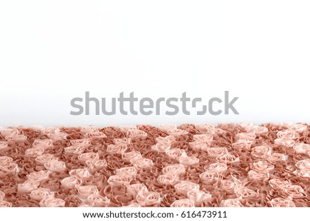 Fabric Rose brown pastel flower fabric abstract texture for table top With white wall background