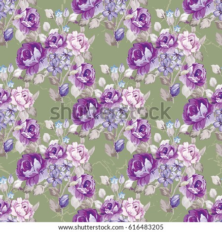 Seamless floral pattern with violet roses Vector Illustration EPS8