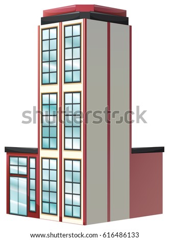 Architecture design for apartment building in red illustration
