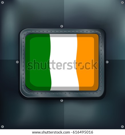 Ireland flag on square badge illustration