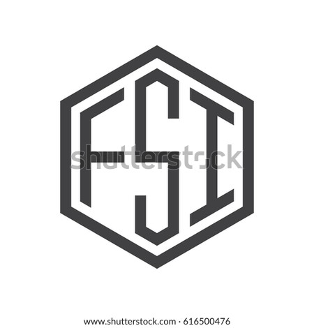 three-letter initials hexagon logo black