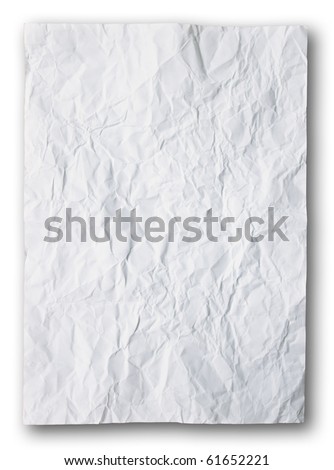 white crumpled paper on white background