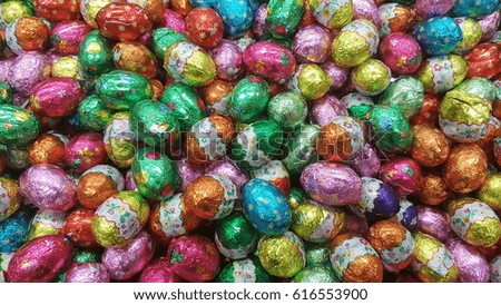 Chocolate candy Easter egg wrapped in foil