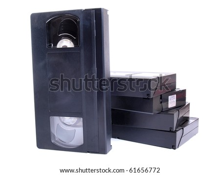 Color photo of stacks of old videotapes