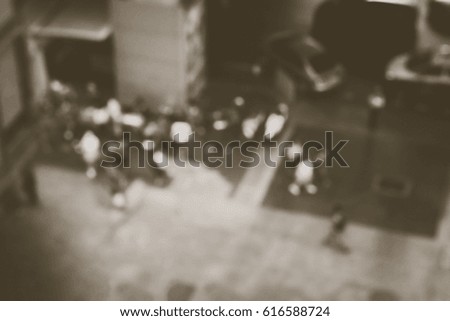 Blurred abstract background of Top view of people walking