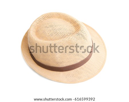 Brown straw hat isolated on white background