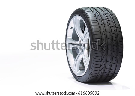Wheel car, Car tire, Aluminum wheels isolated on white background. Royalty-Free Stock Photo #616605092