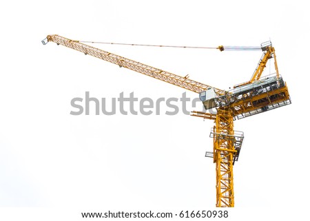 Yellow crane isolated on a white background
