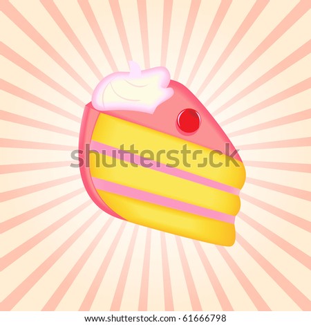 Piece of cake on the striped background