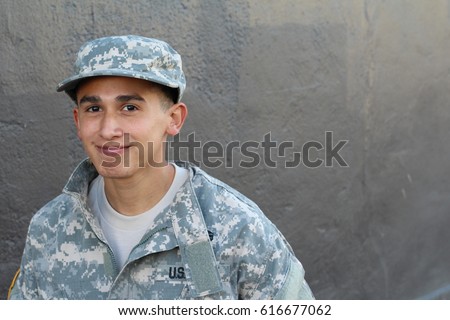 Army worker close up smiling