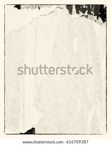 Blank creased crumpled paper texture background old grunge ripped torn vintage collage posters placard Royalty-Free Stock Photo #616709387