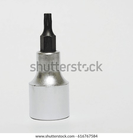 eight-sided wrench on white.
Different size of hexagon kit, eight wrenches isolated on white background.