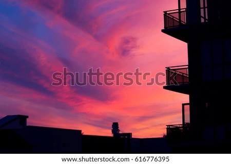 A silhouette of a building at sunset in San Diego California