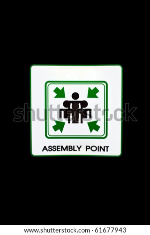 assembly point sign isolate on black background