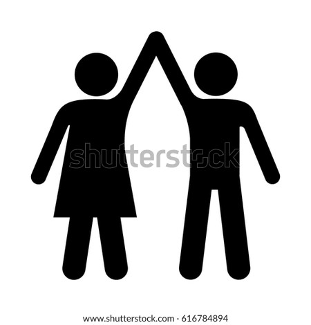 black silhouette pictogram man and woman taken of hands vector illustration