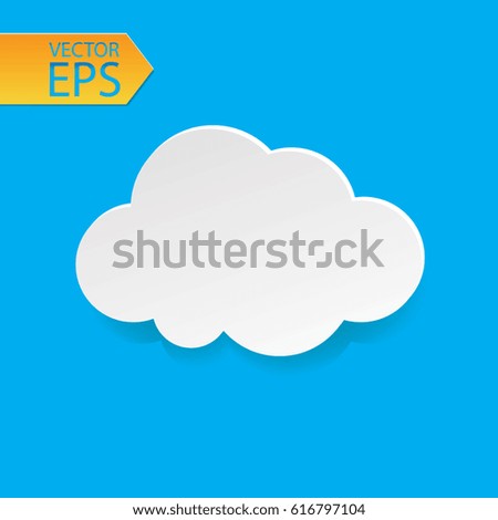 Cloud icon. White banner on blue background for your design