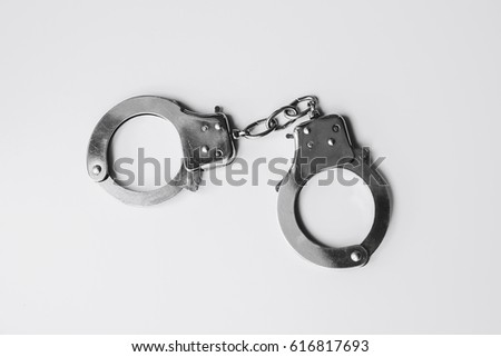Police handcuffs close-up