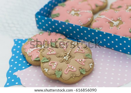 Beautiful tasty cookies lie on a white background in lightbox, subject photography, food photo,Handmade cookies