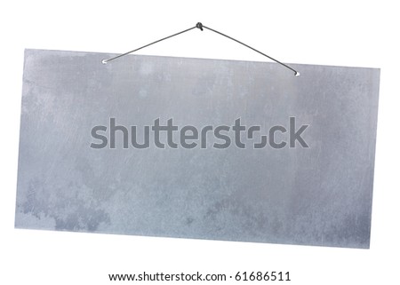 empty notice of aluminum sheet hanging with wire and nail