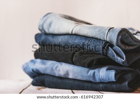Variety of man jeans.