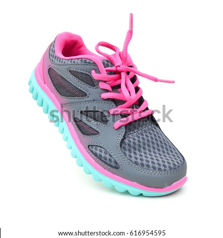 Pink sport shoes for running. Vector illustration