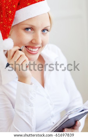 Business Santa helper working in office