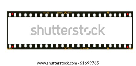 Blank super panoramic format negative picture frame,with free copy space, isolated on white background,