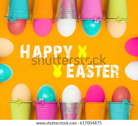Colored eggs. Happy Easter Card 