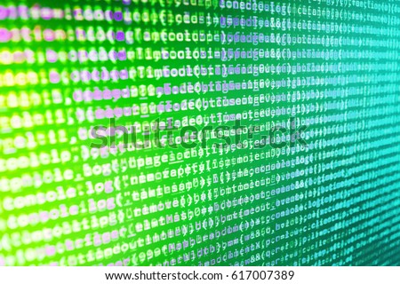  SEO concepts for better SERP.  Computer program preview. Binary digits code editing. Digital binary data on computer screen.  Programming code abstract screen of software developer. 

