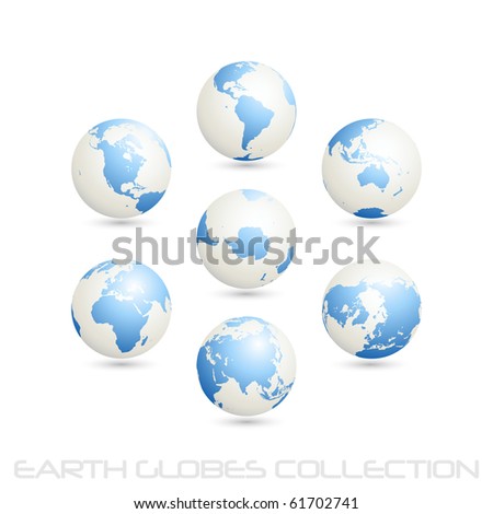 collection of earth globes isolated on white, clip art illustration. Vector format is also available in my gallery