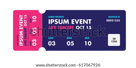 Music, Dance, Live Concert entrance vector tickets templates. Ticket for entrance to the event. Modern elegant illustration template of Ticket Card Royalty-Free Stock Photo #617067926