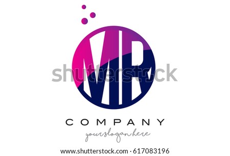 MR M R Circle Letter Logo Design with Purple Magenta Dots Bubbles Vector Illustration