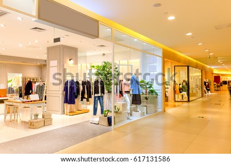 interior of fashion store in shopping mall Royalty-Free Stock Photo #617131586