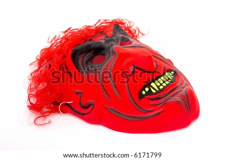A red halloween mask isolated on white background