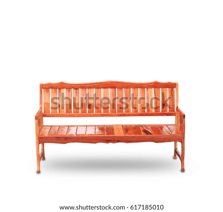 Long wooden chair isolated on white with clipping path