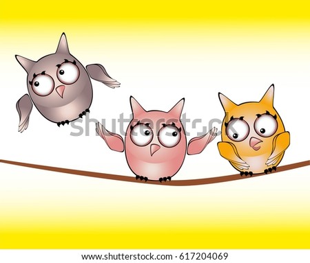 Illustration of a funny cute owls 