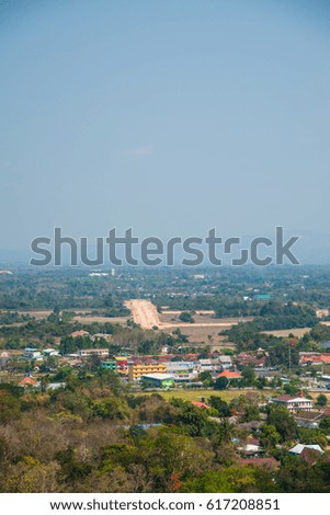 Bird eye view of Nan city, Thailand.