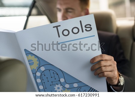 Man holding network graphic overlay paper