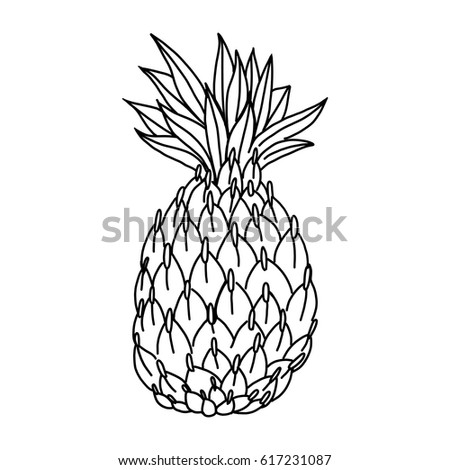 Hand drawn vector seamless pattern with funky and bright colorful pineapple in pop art minimalistic style. Could be used as print, wrapping paper, background and textile ornament.