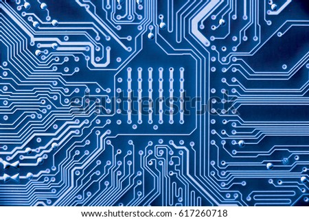 Close up of Electronic Circuits in Technology on  
Mainboard (Main board,cpu motherboard,logic board,system board or mobo)