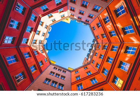 Octagon shape building inner court Royalty-Free Stock Photo #617283236