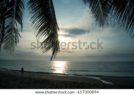 Sunset at a tropical beach in the Caribbean