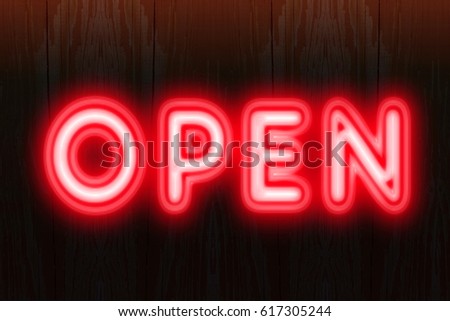 open neon sign for welcome to customers concept