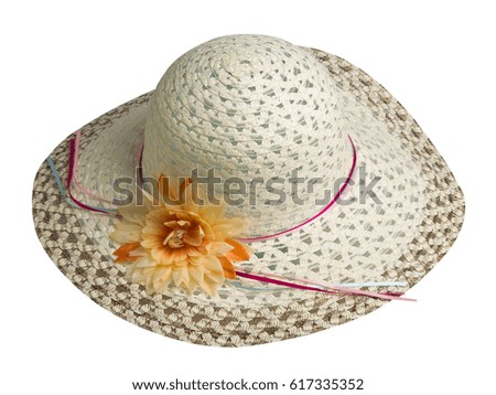 woman  hat isolated on white background .Women's beach hat . colorful hat .