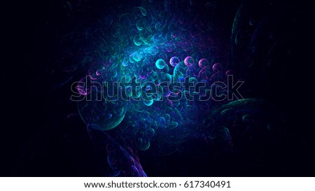 3D rendering abstract colored fractal on black background