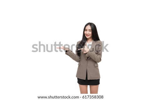 Business woman  isolated on white.