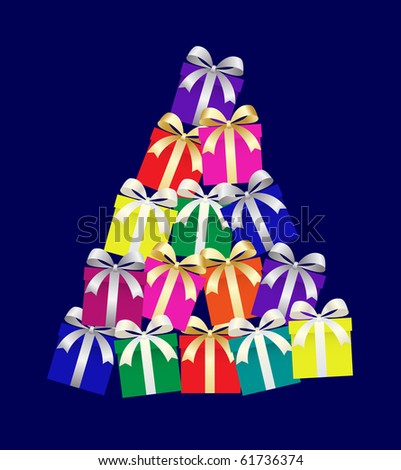 abstract  Christmas tree of gifts boxes