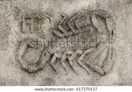 Zodiac - Scorpio or Scorpion, a stone relief
