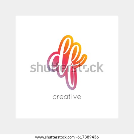 DF logo, vector. Useful as branding symbol, app icon, alphabet element, clip-art.